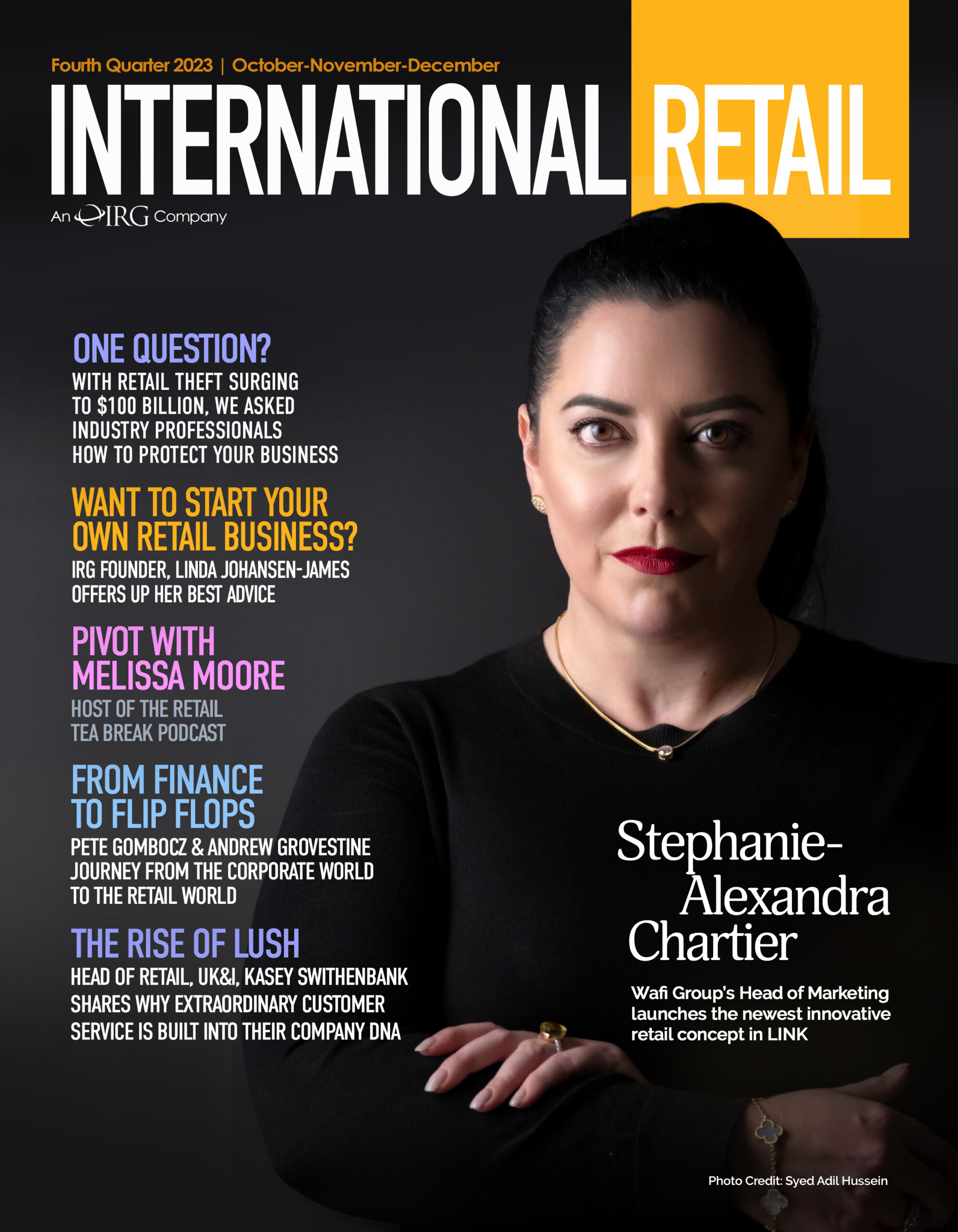 Fall 2023 edition of International Retail Magazine: Stephanie-Alexandra Chartier on the cover.